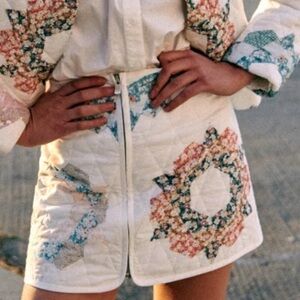 Sezane X SEA NY Mini Floral Fox Quilted Skirt